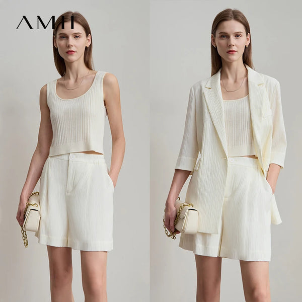 AMII ខោខ្លីការិយាល័យ Minimalist សម្រាប់នារីរដូវក្តៅឆ្នាំ ២០២៥ ខោខ្លីរលុងធម្មតាសម្រាប់នារីម៉ូដថ្មី 12542174