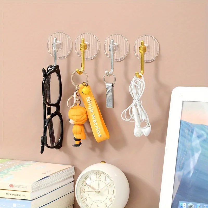 3pcs Acrylic Wall Hooks,Light Luxury Towel Hooks,Easy to Install,Suitable for Bathrooms,Bedrooms,Kitchens,etc.Golden/Silvery
