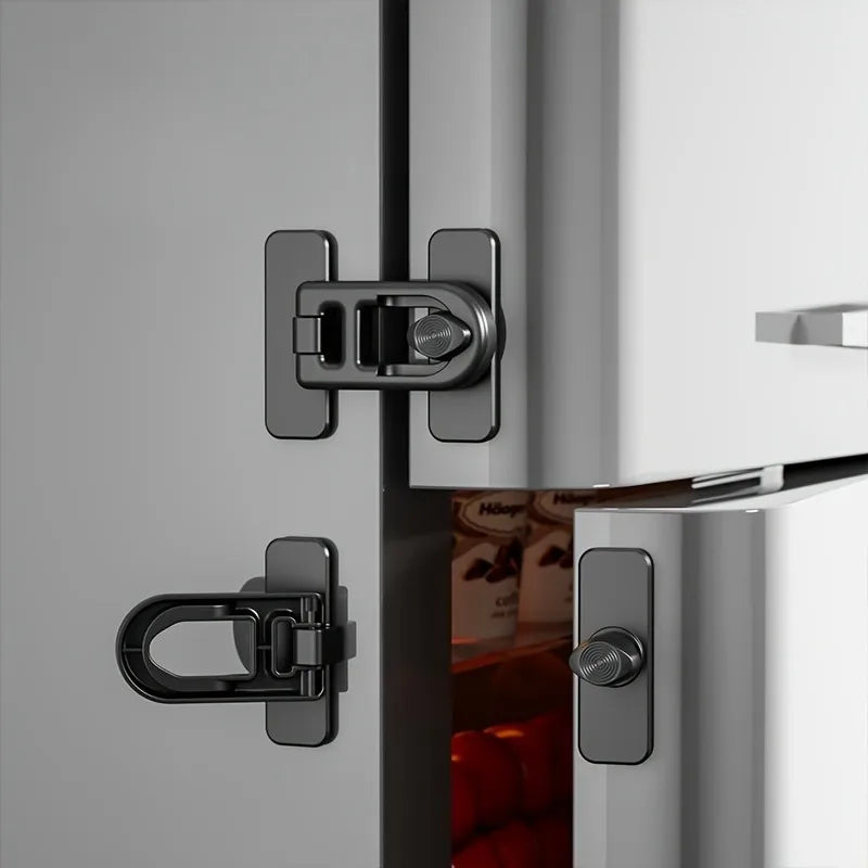 1pc Multi functional safety refrigerator cabinet door oven lock,Protective Fridge Lock, No Tools, No Drilling,Black,White