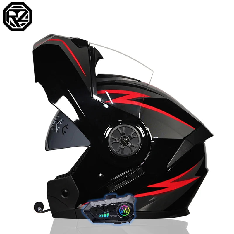 Motorcycle Bluetooth Full Face Helmet Men Women Safety Downhill Motocross Racing Modular Flip Up Helmet Casco Moto DOT Approved