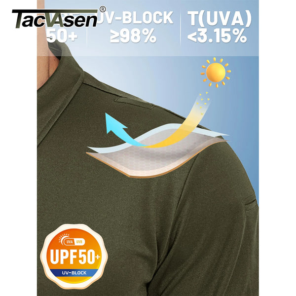 TACVASEN Lightweight UPF 50+ Polo Shirts Mens Summer Quick Dry SPF Performance Polo Tee Short Sleeve Sun Work Golf Fishing Tops