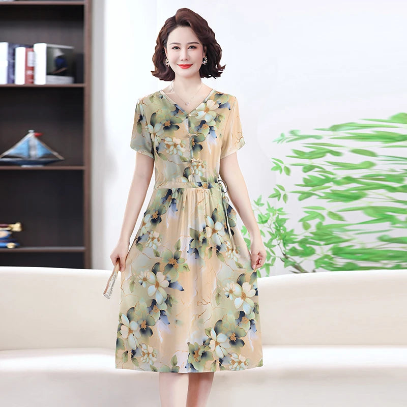 រ៉ូបរដូវក្តៅសម្រាប់នារី Vintage Bodycon រ៉ូប Office Lady Floral Midi រ៉ូប Elegant Casual Night Party Vestidos