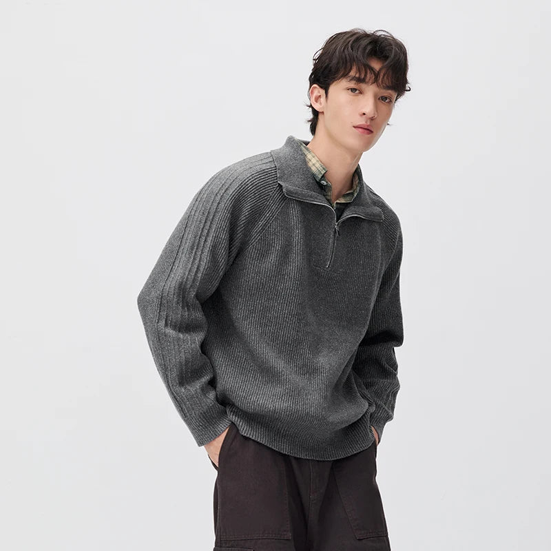 Semir Men Knit Sweater Versatile Half Placket Turtleneck Raglan Sleeve 2026 New Winter Daily Wear Urban Casual Style