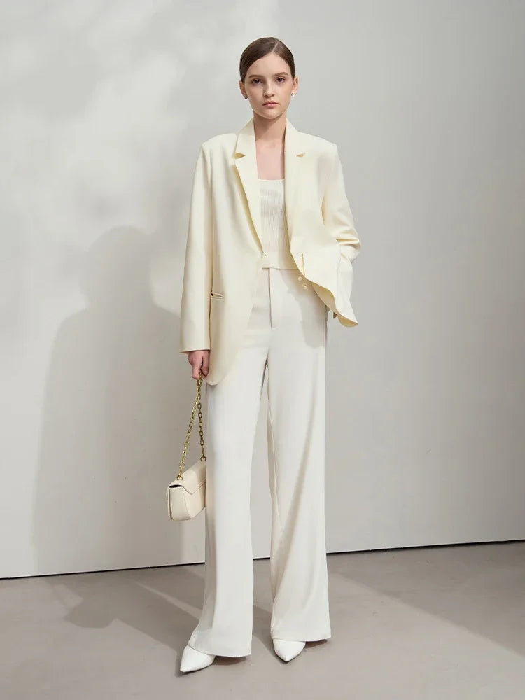 អាវធំ AMII Minimalist Blazer សម្រាប់នារី រដូវស្លឹកឈើជ្រុះ ឆ្នាំ២០២៥ ថ្មី កអាវបើកចុះ អាវក្រៅមានខ្សែសង្វាក់ អាវក្រៅស្មា ពណ៌ខ្មៅ 12521063