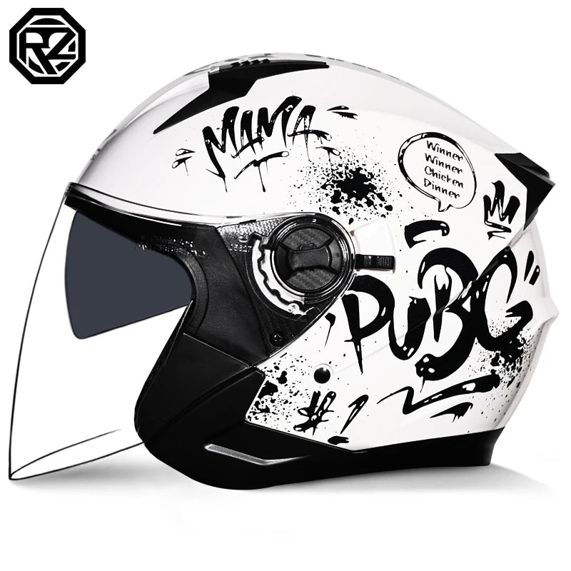ORZ Motorcycle half Helmets Dual Lens Scooter Moto Helmet Casco village Riding capacete de moto motocross Helmets