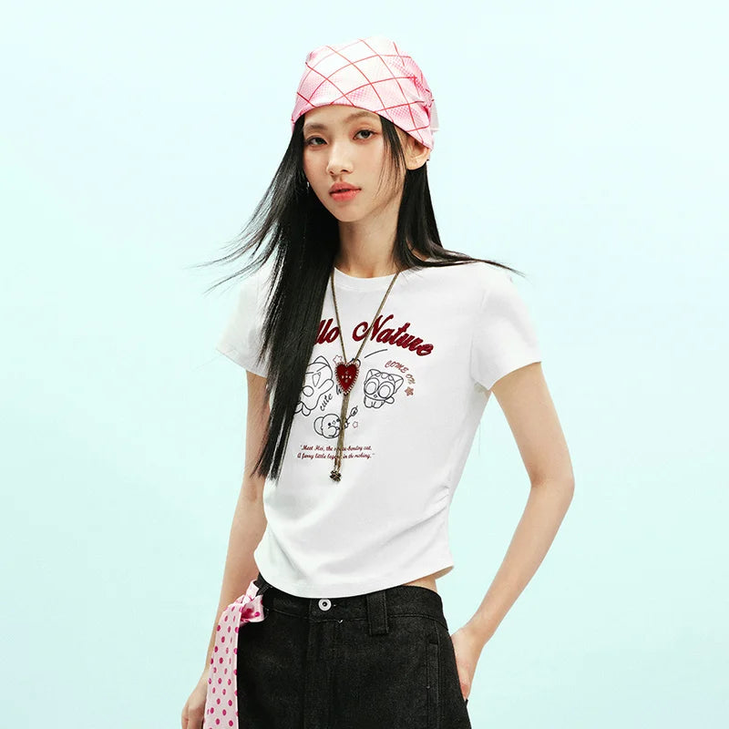Semir Women Tshirt Short Length Slim Fit Standard Shoulder Funny Stylish Slim 2026 Summer Casual Fashion Top