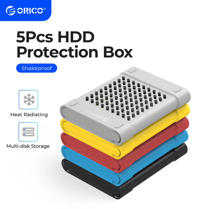 ORICO 2.5" Shockproof HDD Silicone Case Protector Cover for 2.5/3.5 Inch Hard Drive SATA Adapter Set DIY Hard Drive Case 5PCS