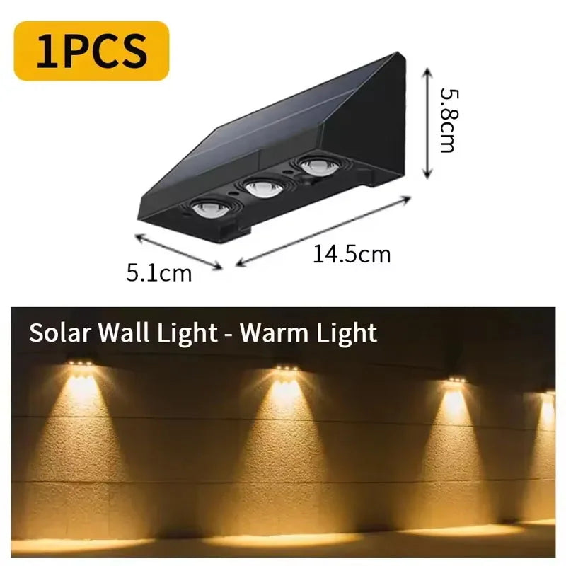 Solar Wall Lamp Outdoor Waterproof Warm White Fence Light Solar Powered Garden Light for House Number Address Sign Patio Balcony