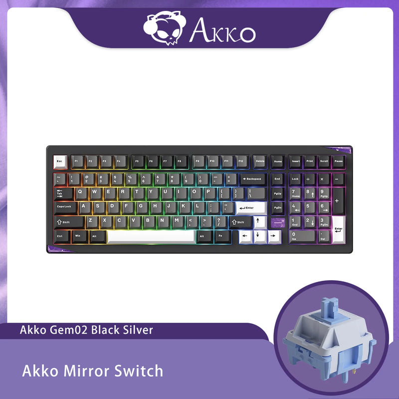 Akko Gem 02 VIA Custom Mechanical Keyboard 1800 Compact Layout with Corner RGB Tri-mode Keyboard Rapid Disassemble Aluminum CNC