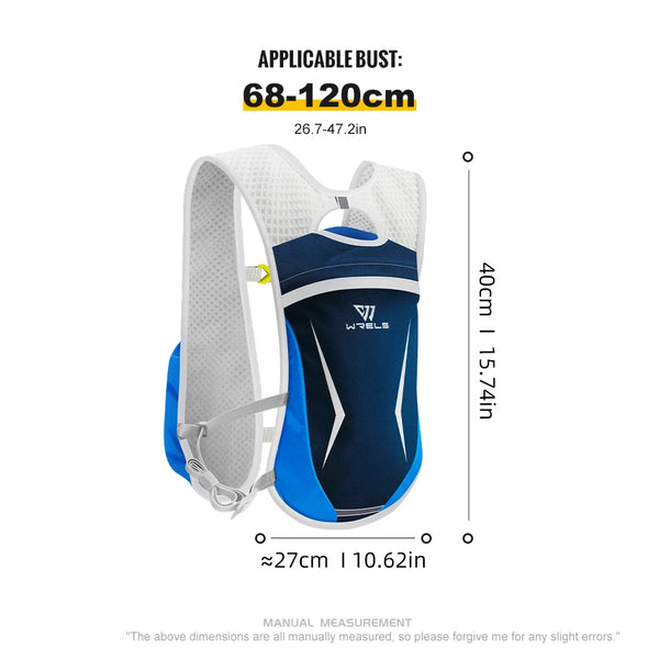 WRELS Hydration Running Vest Backpack Pack 5L Women Men Jogging Trail Race Marathon Cycling Hiking Lightweight Running Backpack