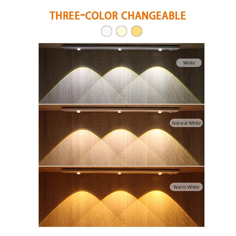 Motion Sensor Night Light LED Under Cabinet Lights Rechargeable Cat's Eye Ripple Atmosphere Lamp Room Indoor Lighting