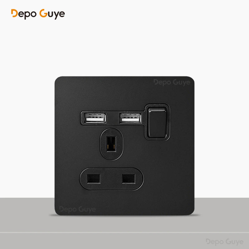Retro Brass Lever Switch 1-4 Gang 2 Way Toggle Switch Panel Black EU RU FR Electrical Sockets And Switches USB Type-c Cat6 Rj45