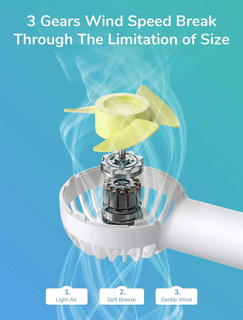 JISULIFE Mini Fan USB Silence Portable Rechargeable Handheld Fans Vertical Air Cooler 2000 mAH