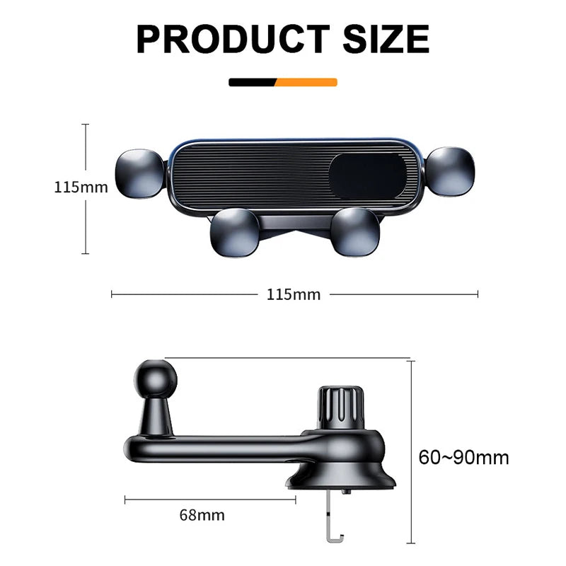 SEAMETAL Universal Car Phone Holder 4-Joint Air Vent Clip Phone Mount Stable Hook Cellphone Stand for 4.7-7 inch Mobile Phone