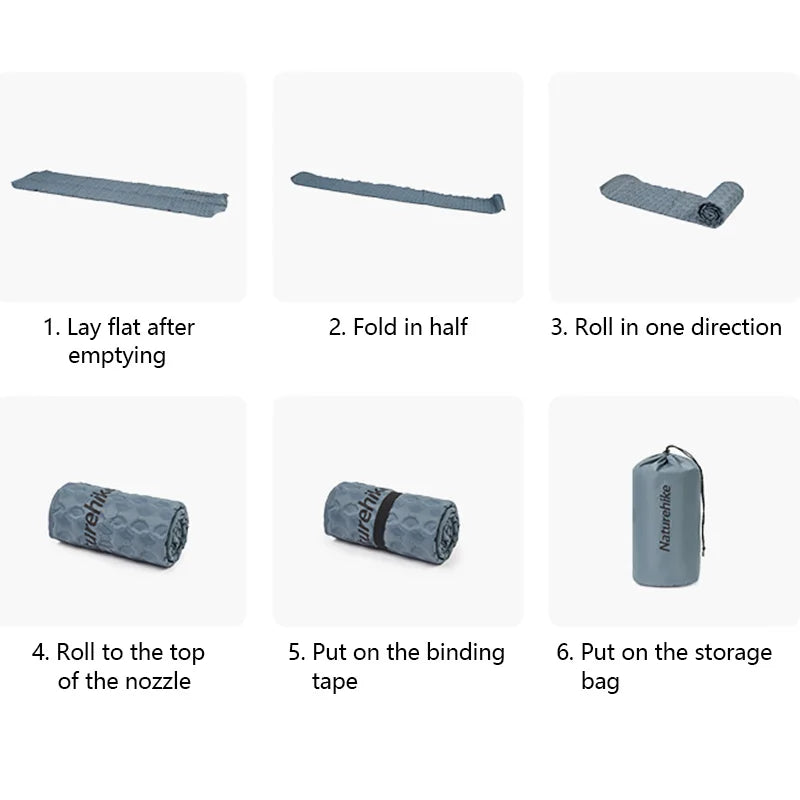 Naturehike Fish Bone Inflatable Mat Ultralight Auto-inflating Spongee Air Mattress Portable Outdoor Camping Tent Damp Proof Mat