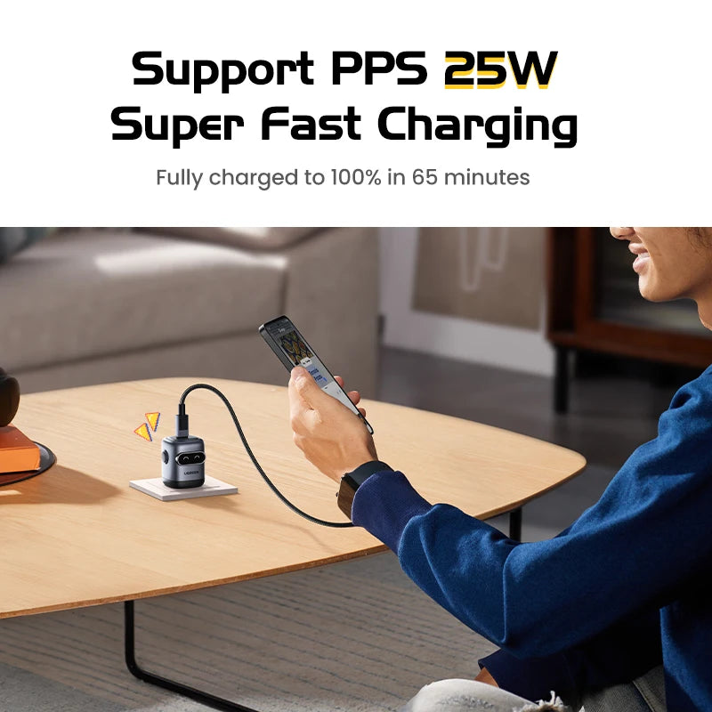 【US Plug】UGREEN 30W GaN Charger 2nd Gen Robot QC4.0 3.0 PPS PD3.0 Fast Charger For iPhone 18 17 16 Pro Max Samsung Xiaomi iPad