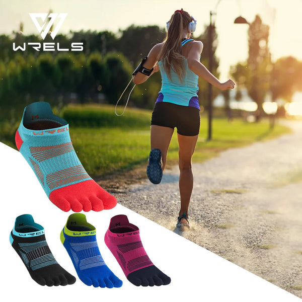 WRELS Toe Socks 5 Finger Athletic Running Low Cut Toe Socks for Men Women Moisture Wicking Quick-Dry Running Five Finger Socks