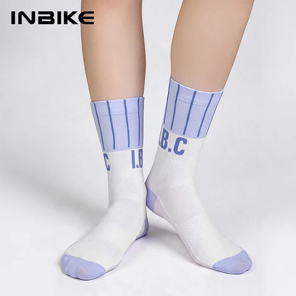 INBIKE Women Cycling Running Socks Mid-Crew Anti-Slip Cushion Breathable Quick-Dry Outdoor Hiking Fishing Sock Moisture Wicking