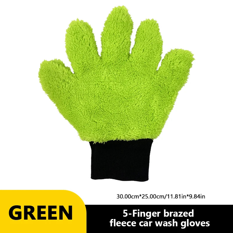 SEAMETAL 5 Finger Car Wash Microfiber Mitt Double Side Scratch Free Cleaning Gloves Dusting Mitts for Car Cleaning Accessories
