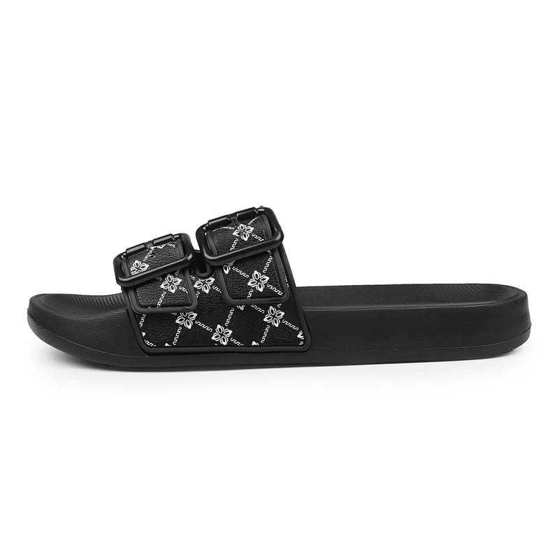 Summer Mens Slide Printed Slippers Adjustable Soft Indoor Shoes Home House Outdoor Beach Quick Dry Open Toe Non Slip
