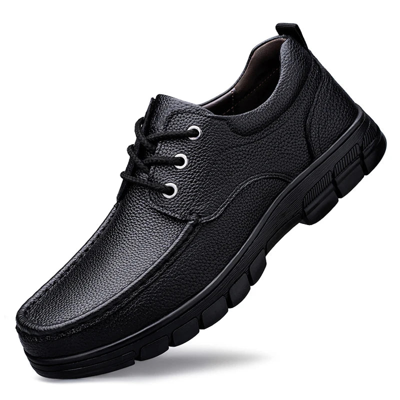 Men's Genuine Leather Casual Oxford Shoes Lace‑Up Thick Sole Non‑Slip Comfort Business Dress Walking Shoes Big Sizes 48 49 50