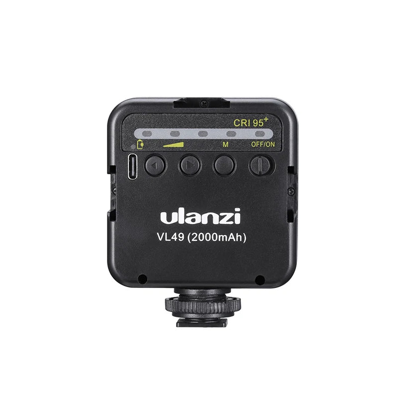 ភ្លើងវីដេអូ Ulanzi VL49 Mini LED 2000mAh CRI 95+ 5500K ភ្លើងថតរូបចល័ត Vlogger បំពេញជាមួយ Cold Shoe សម្រាប់កាមេរ៉ា DSLR