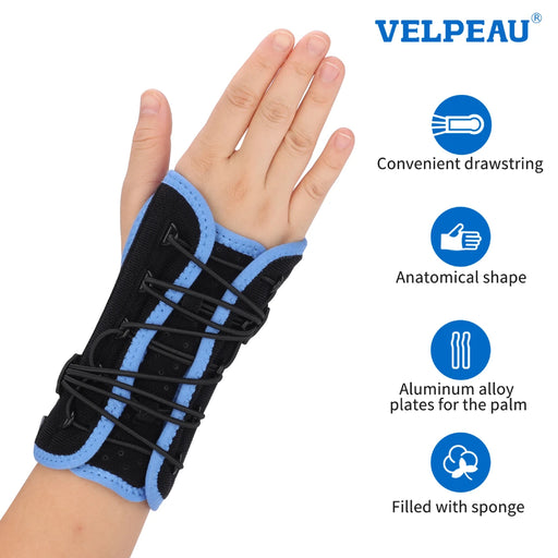 VELPEAU Wrist Splint Orthosis for Sprains Arthritis and Pain Relief Wrist Support with Metal Splint Breathable and Adjustable