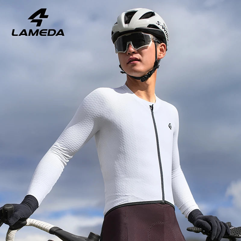 Men's Thermal Cycling Jersey Long Sleeve Winter Fleece Bike Jacket with Back Pockets for Mountain Road Biking Clothing for Men