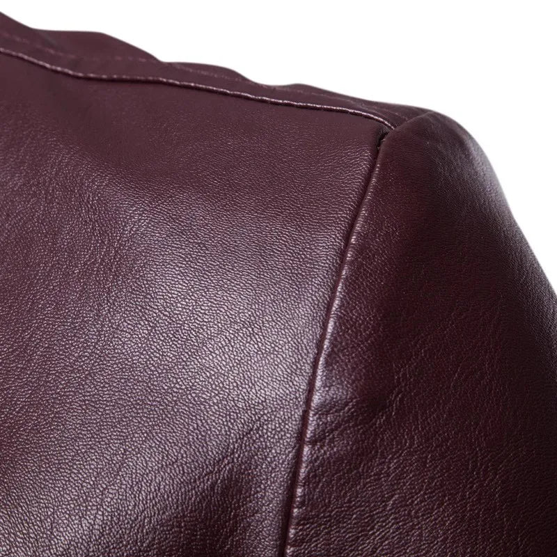 2026 New Khaki Men's PU Jacket, Dark Blue  Burgundy Black Coat, Asian Size Slim Leather Blazers, M-5XL,2025 New
