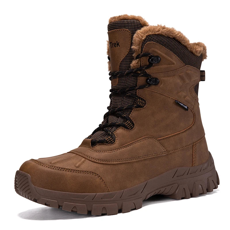 Men's warm plush combat boots winter new casual cotton boots outdoor jungle anti-slip high top light comfort snow training boots