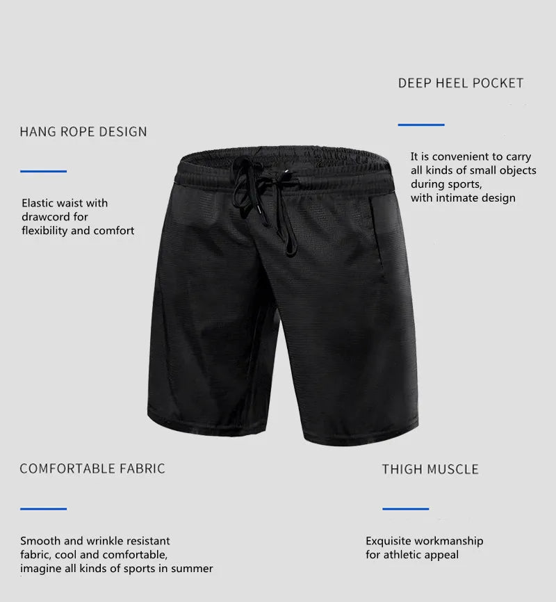 Men's Summer Ice Silk Shorts Quick Dry Breathable Cooling Lightweight Sports Shorts for Gym Running Jogging Fitness Outdoor