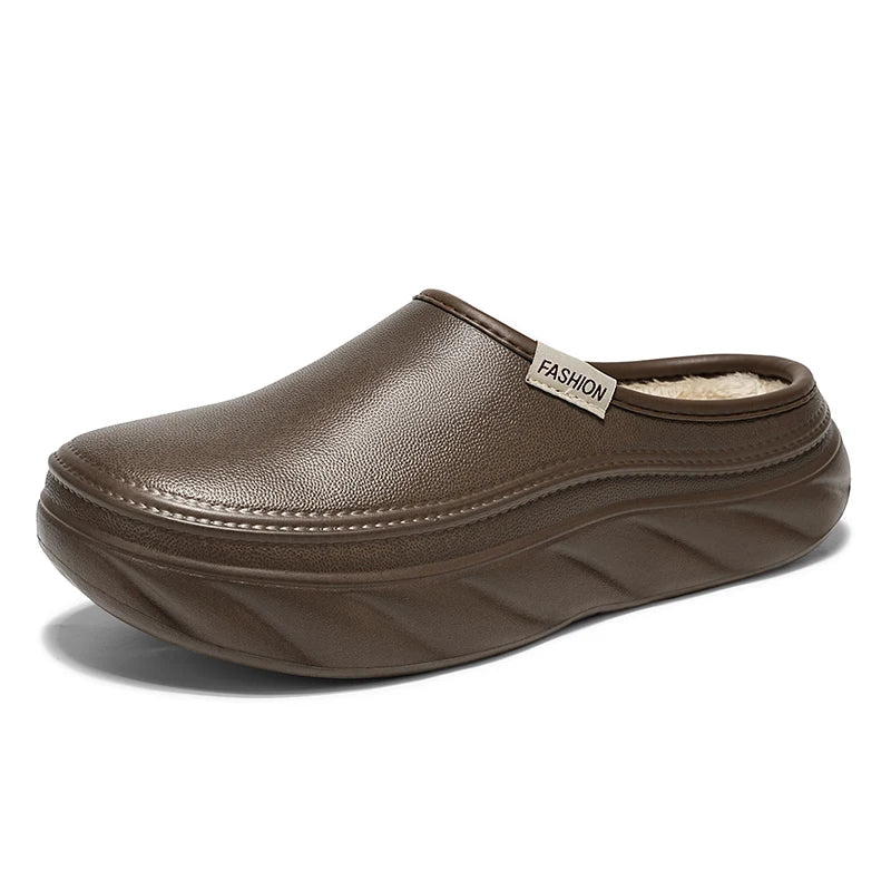 Men's Mules casual cotton shoes winter light non-slip soft sole comfort outdoor fashion walking chef work semi cotton slippers
