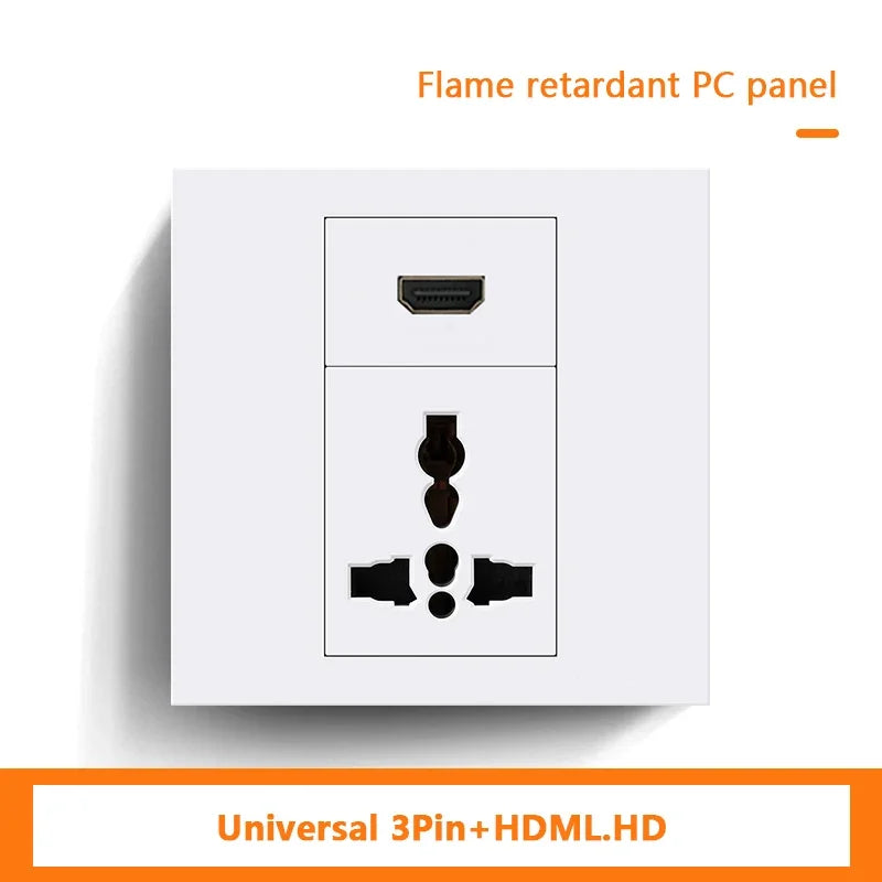 Universal 3-pin Wall Power Socket with Cat6 Network /HDML /USB Type-c/Fiber UK Wall PC Socket Intelligent Electrical Outlet plug