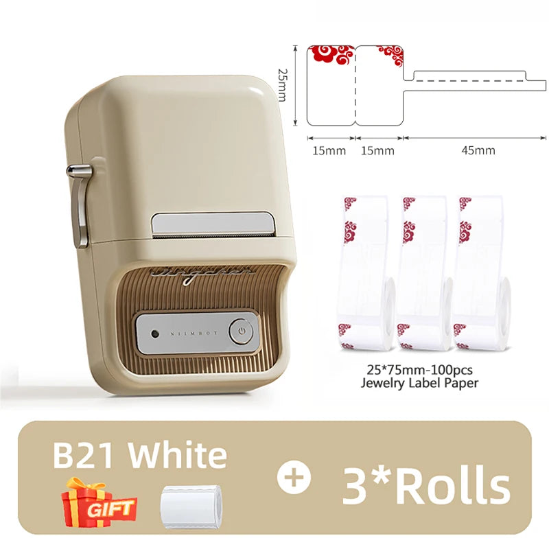 NIIMBOT B1/B21 Jewelry Label Printer Self Adhesive DIY Self-Adhesive Jewelry Necklace Bracelet Ring Price Tag for Bussiness
