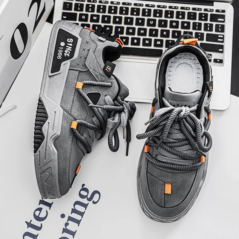 Men's shoes four season new thick bottom shoes fashion casual shoes student flat shoes non-slip soft sole outdoor walking shoes