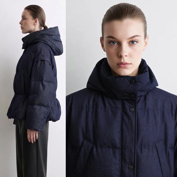 Amii 2-in-1 Down Vest Warm Commuter Minimalist Winter 2026 Detachable Sleeves Hood Oversized Women Puffer Jacket 12654015
