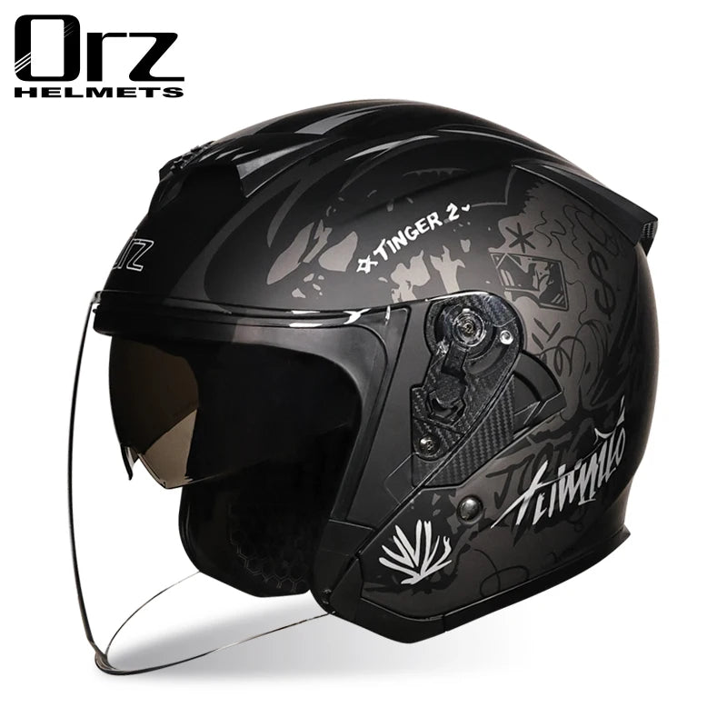 ORZ Motorcycle Helmet 3/4 Open Face Helmets Capacete ORZ 600 Jet Scooter Half Helmets Cascos Para Mot