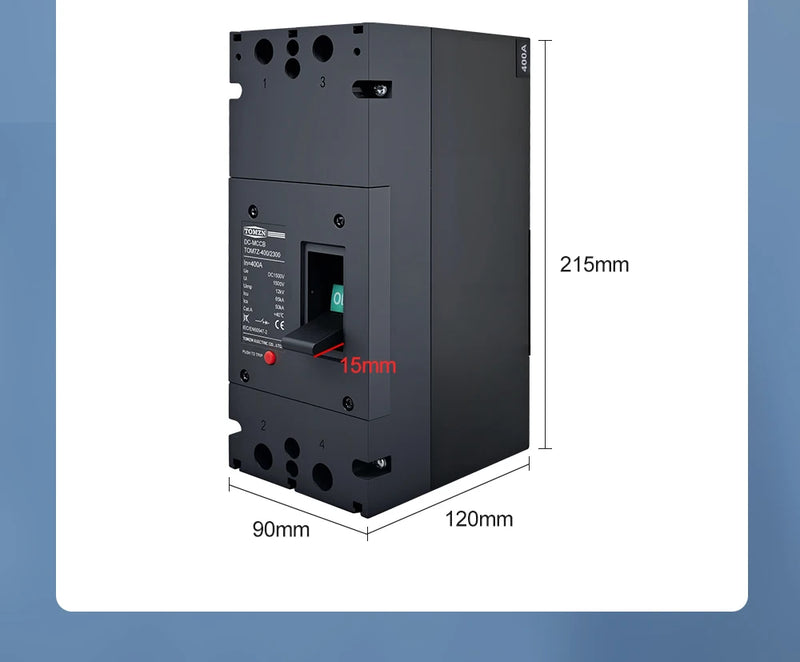 TOMZN 2P DC MCCB TOM7Z 1500V 300A 400A  Protect for Solar Photovoltaic PV Molded Case Circuit Breaker Overload Protection Switch