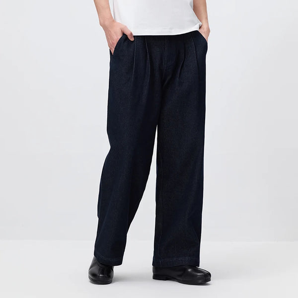 ខោខូវប៊យបុរស Semir បែប Retro រាងផ្នត់ រលុង ជើងធំ កប្បាស ត្រង់ ខោ Denim ធម្មតា រដូវស្លឹកឈើជ្រុះ ស្លៀកប្រចាំថ្ងៃ 2026