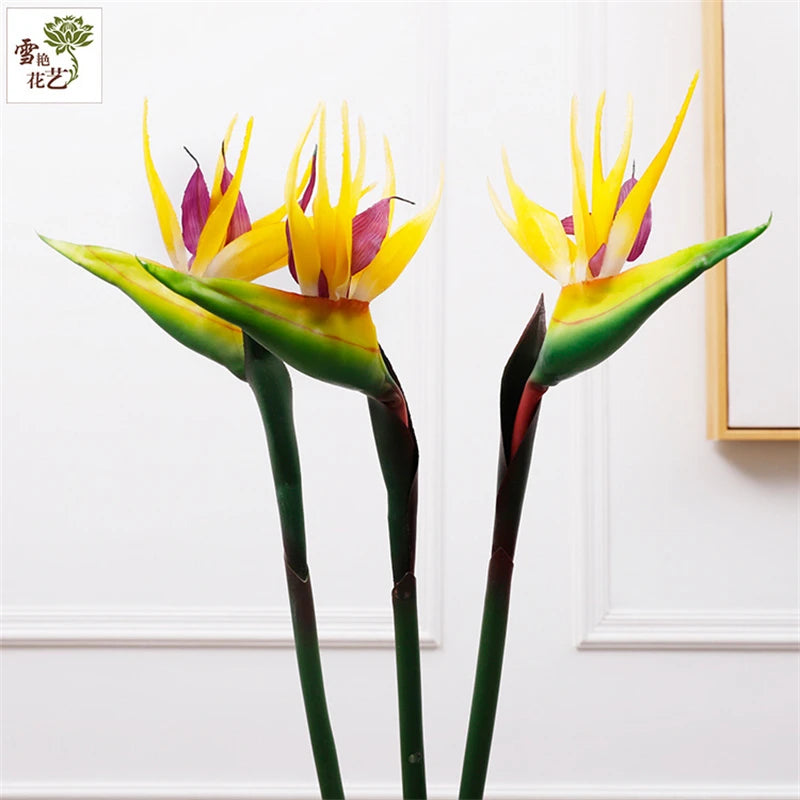 ផ្កាសិប្បនិម្មិត Bird of Paradise 1PCS ផ្កាដើមវែងធ្វើពីជ័រសមស្របសម្រាប់ការតុបតែងពិធីជប់លៀងនៅផ្ទះ DIY