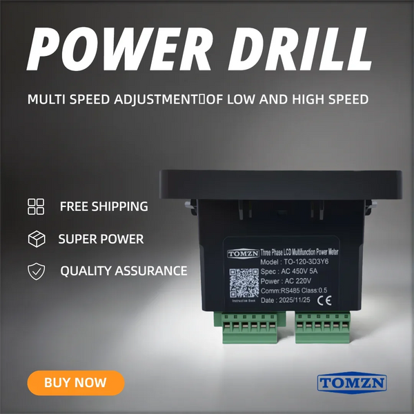 TOMZN MultifunctionalRS485 Meter 3-Phase 4-Wire System with Phase Voltage Line Voltage Current Active ReactivePower Monitor