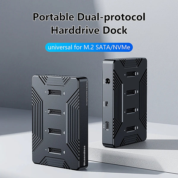 ស្ថានីយ ចត SSD m2 ទំហំ 4 bay ប្រភេទ C របស់ Blueendless USB3.1 10Gbps m.2 NVME SATA ngff dual protocol ប្រអប់ SSD ធ្វើពីអាលុយមីញ៉ូម