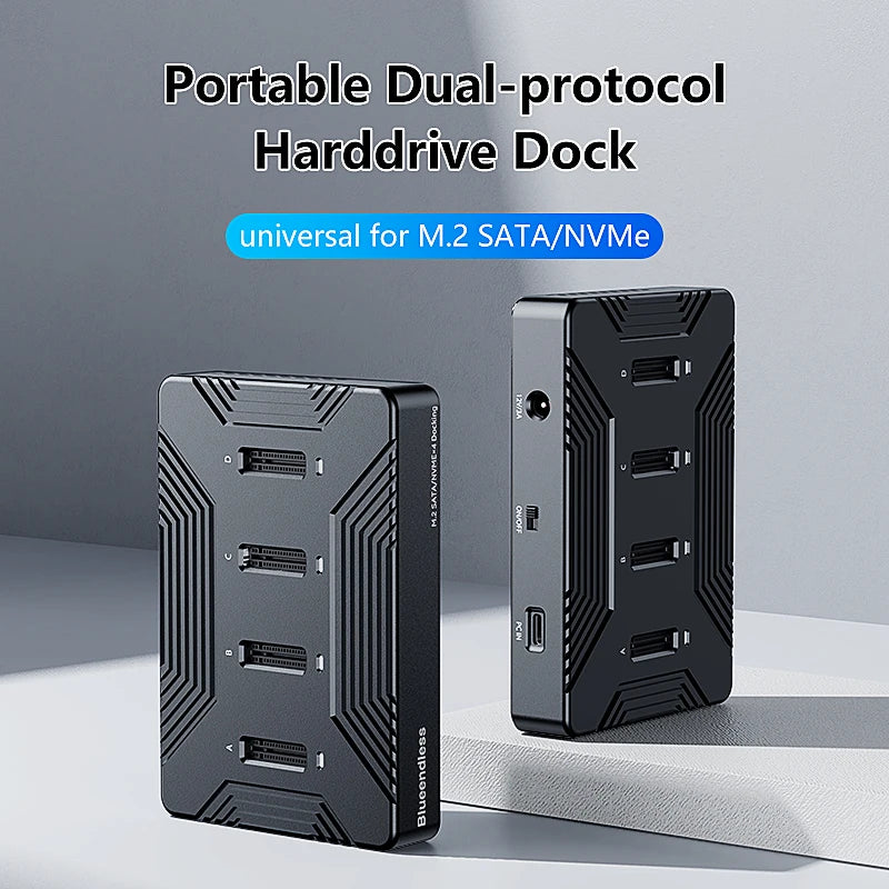 ស្ថានីយ ចត SSD m2 ទំហំ 4 bay ប្រភេទ C របស់ Blueendless USB3.1 10Gbps m.2 NVME SATA ngff dual protocol ប្រអប់ SSD ធ្វើពីអាលុយមីញ៉ូម