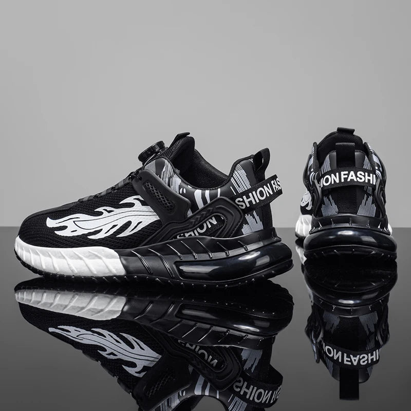 Men's rotating buckle sports casual shoes four seasons breathable lightweight outdoor running shoes student basketball sneakers