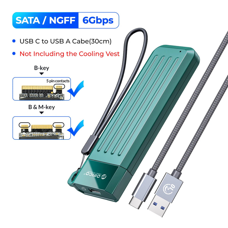 ORICO USB Type C Gen2 10Gbps M.2 SSD Case: NVMe/PCIe, SATA NGFF 6Gbps Enclosure
