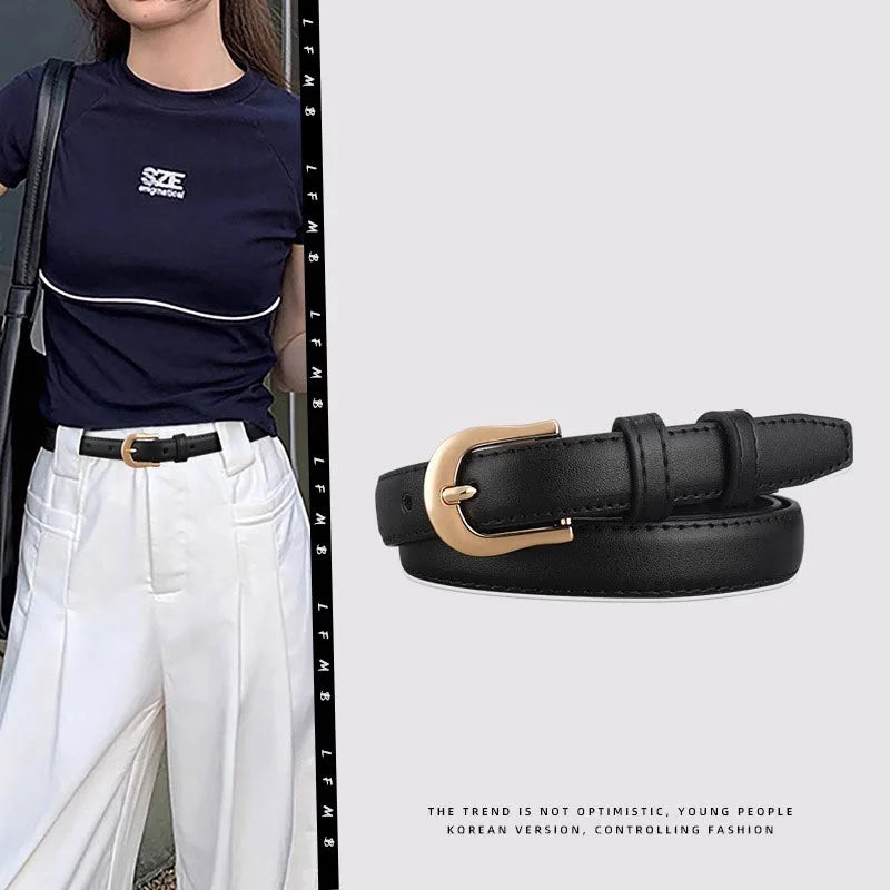 Belt Summer Brown Belt with Fine Matching Western Pants Simple and Versatile Belt New Fashion Decoration