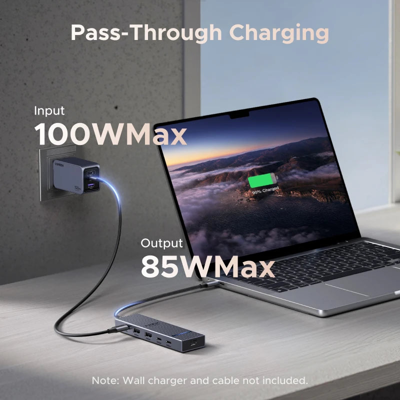 UGREEN USB-C Video Port USB-C HUB 4K60Hz USB3.2 Gen2 10Gbps USB-A&C Data Ports PD100W Charging for Laptop MacBook iPad Pro Dock