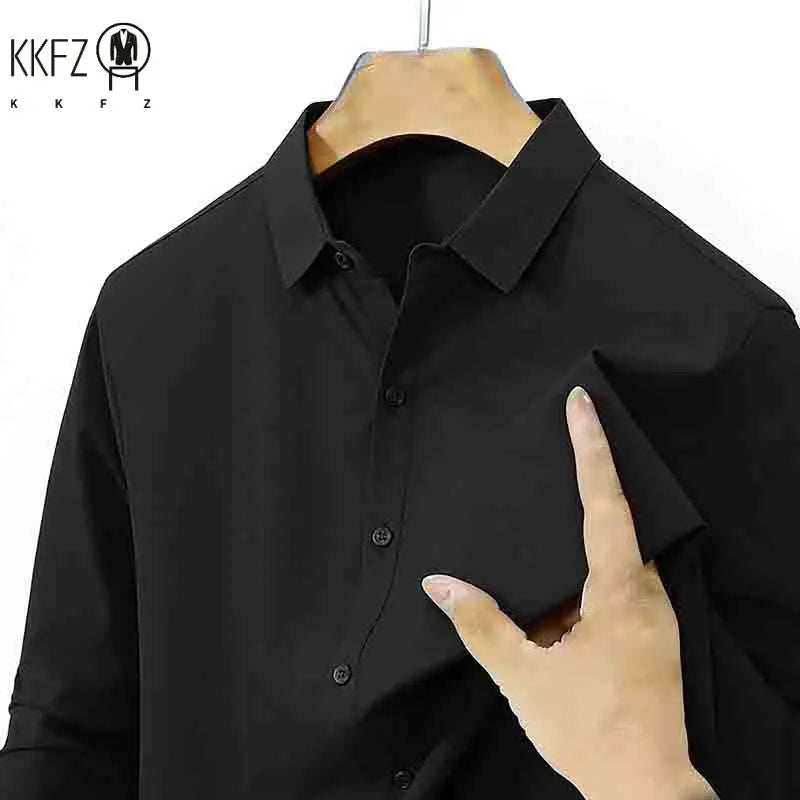 2026 New Men's Breathable Navy Blue Long Sleeve Shirt Spring & Autumn Casual Button Up Top for Daily Commute