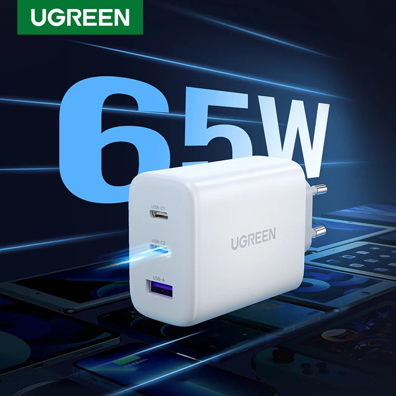 UGREEN 65W PD Charger Quick Charge 4.0 3.0 Type C PD USB Charger for iPhone 18 17 16 Pro Max Fast Charger For Laptop PD Charger