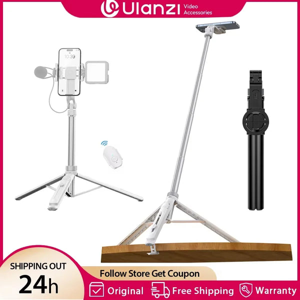 ជើងកាមេរ៉ា Ulanzi TT88 1.44M Overhead Selfie Stick Phone Tripod ជាមួយ Magnetic Clamp ជើងកាមេរ៉ាបន្ថែមឥតខ្សែសម្រាប់ការផ្សាយផ្ទាល់ Vlog